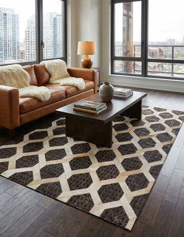 5' 2 x 7' 9 Cowhide Leather Rug