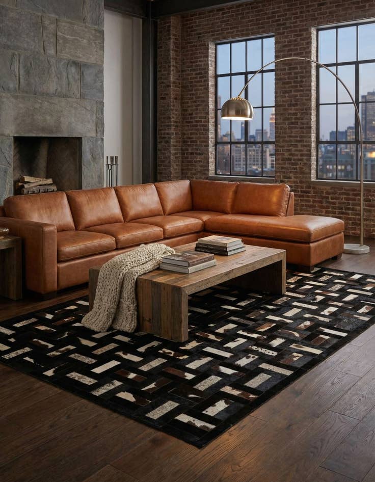 Detail image of  5' 4 x 8' 2 Cowhide - Patchwork Rug