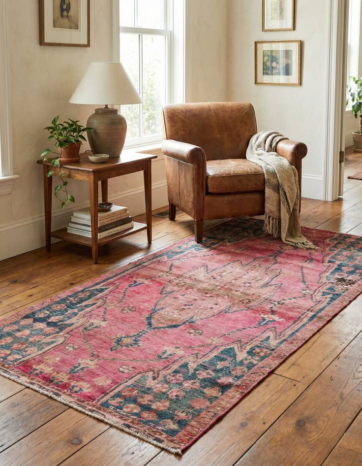 Detail image of 3' 7 x 7' 1  Hand Knotted Ultra Vintage Persian Wool Rug