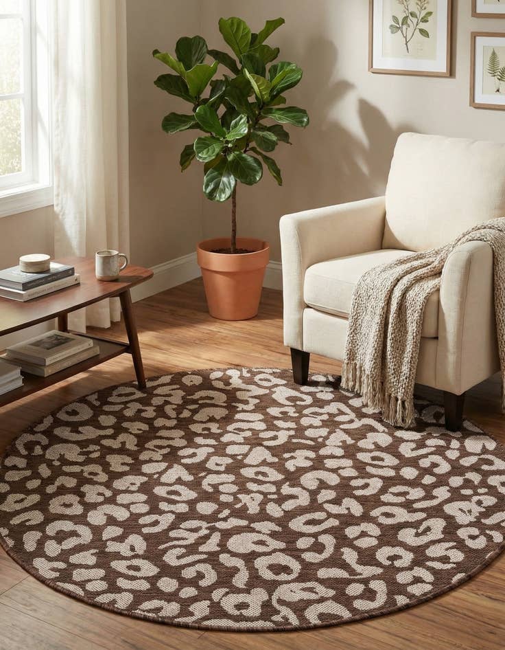 Detail image of  4' x 4'  Washable Safari Indoor / Outdoor Round Rug