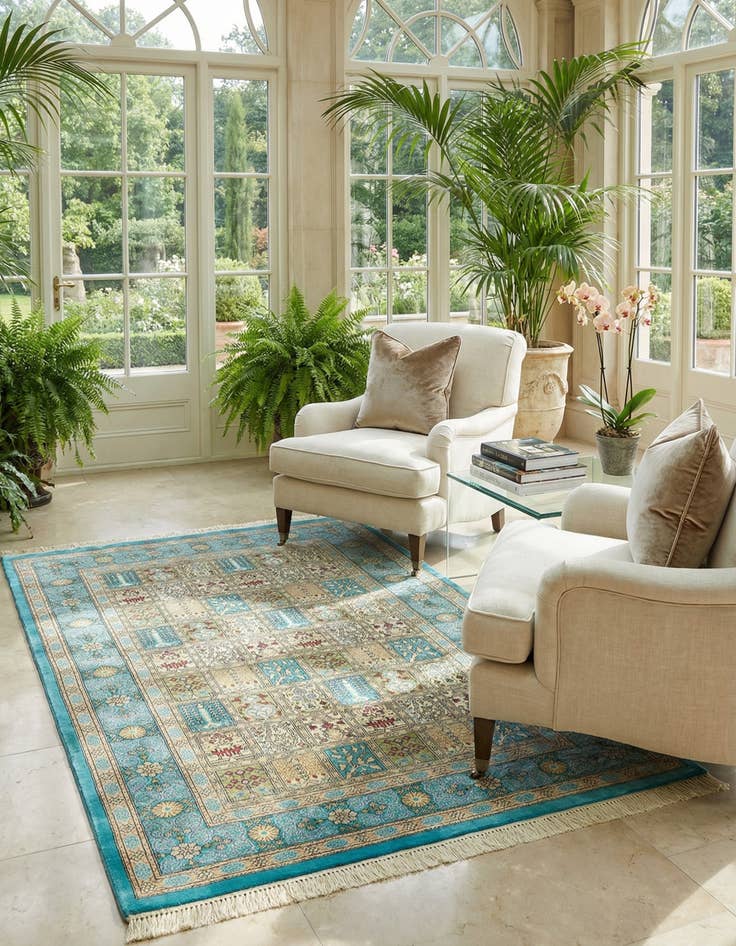 Detail image of 2' 6 x 3' 11 Ghom Silk Rug