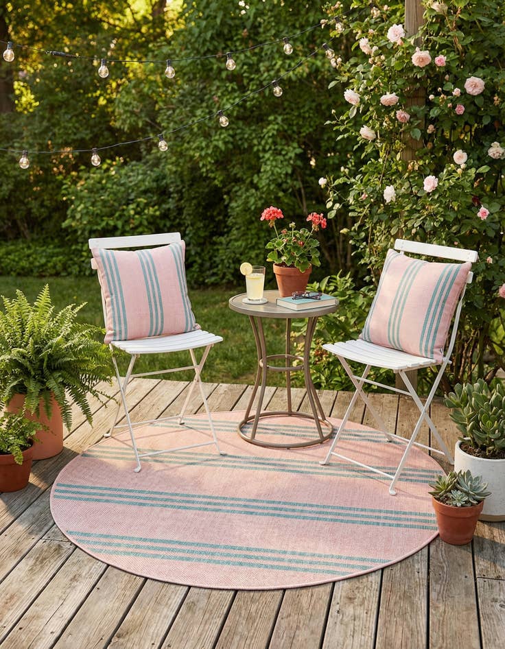 Detail image of 3' x 3'  Washable Jill Zarin Anguilla Indoor / Outdoor Round Rug