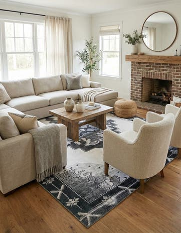 Black and White Washable Timeless Rug
