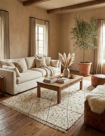 6' 1 x 9' 5 Hand Knotted Moroccan Wool Rug