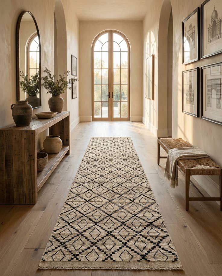 Detail image of 3' 2 x 16' 9 Hand Knotted Moroccan Wool Runner Rug