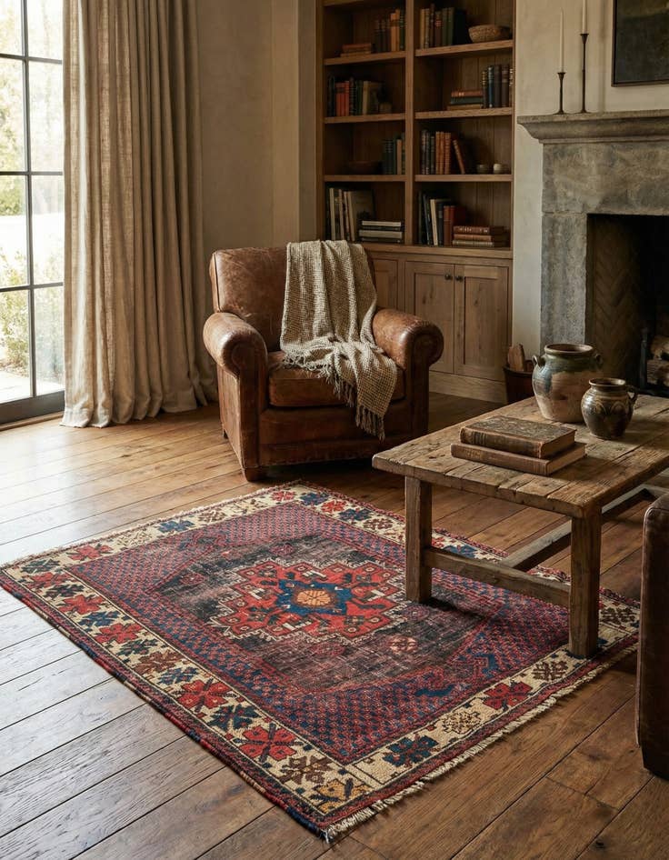 Detail image of 3' 5 x 4'  Hand Knotted Bakhtiar Persian Wool Rug