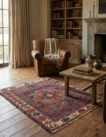 3' 5 x 4' Hand Knotted Bakhtiar Persian Wool Rug