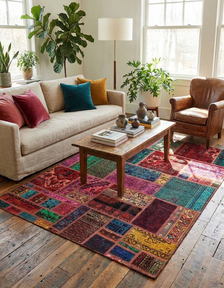 Detail image of  5' 8 x 7' 6  Hand Knotted Ultra Vintage Persian Wool Rug