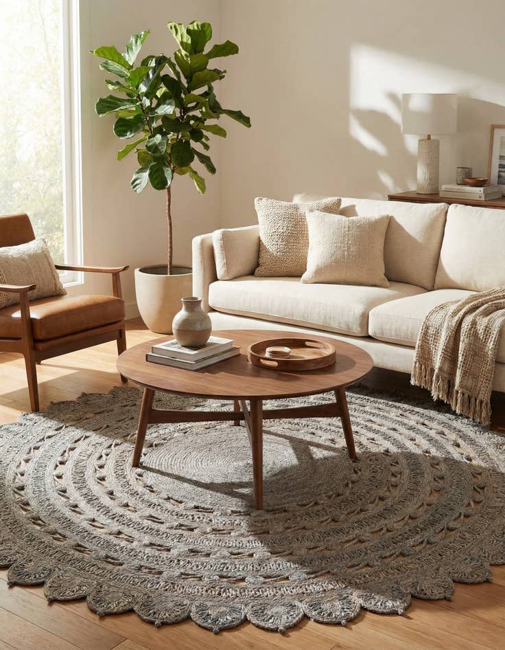 Detail image of  7' 10 x 7' 10  Hand Braided Jute Round Rug