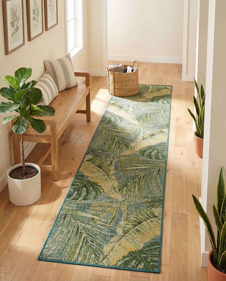 Detail image of 2' 7 x 12' Easy-Clean Botanical Indoor / Outdoor Runner Rug