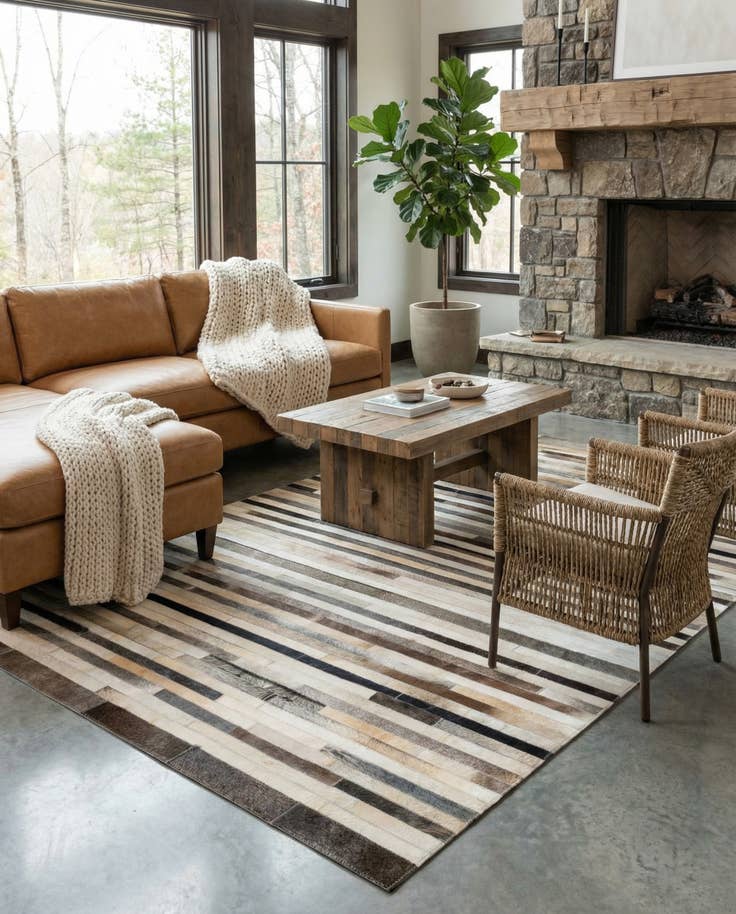 Detail image of 5' x 7' 11 Cowhide - Patchwork Rug