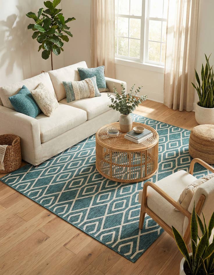 Detail image of 5' 3 x 8' Easy-Clean Jill Zarin Turks and Caicos Indoor / Outdoor Rug