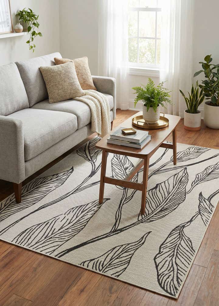 5' 3 x 8' Easy-Clean Botanical Indoor / Outdoor Rug