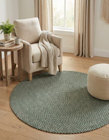 5' 1 x 5' 1 Handmade Tweed Braided Jute Round Rug