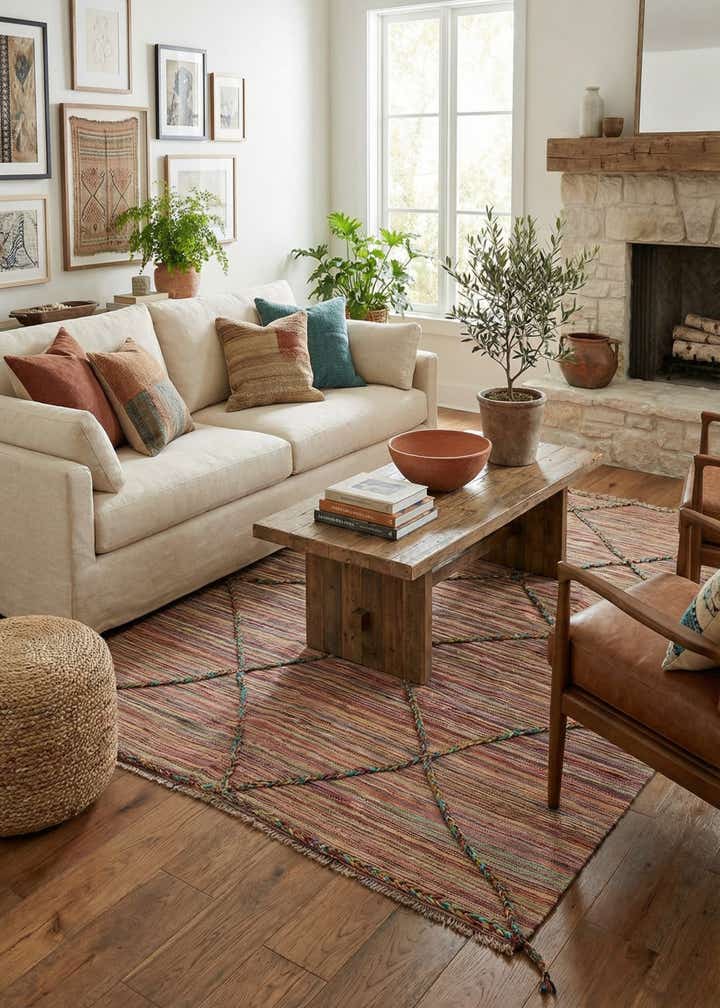 5' 3 x 7' 9 Hand Knotted Moroccan Wool Rug