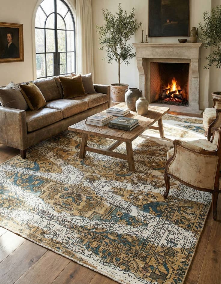 Detail image of 6' 7 x 9' 9  Hand Knotted Ultra Vintage Persian Wool Rug