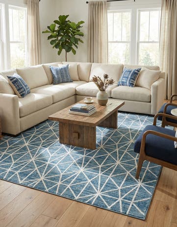 Blue Lattice Trellis Rug