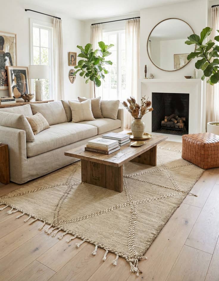 Detail image of 6' 3 x 9' 4  Hand Knotted Moroccan Wool Rug