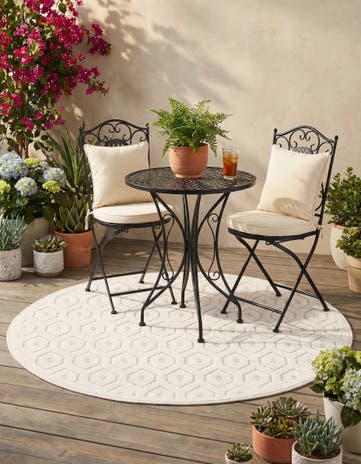 4' x 4' Easy-Clean Trellis Textured Indoor / Outdoor Round Rug