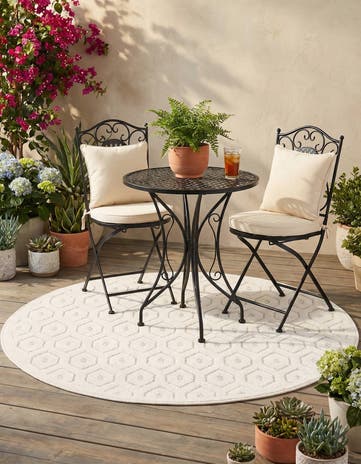 4' x 4' Easy-Clean Trellis Textured Indoor / Outdoor Round Rug