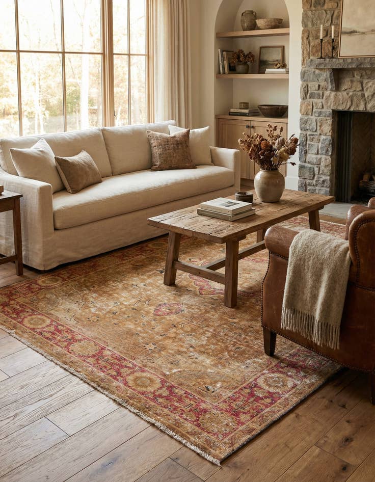 Detail image of 4' 2 x 6' 1  Hand Knotted Ultra Vintage Persian Wool Rug