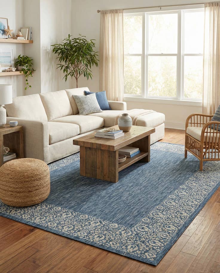 Detail image of 9' x 12' Easy-Clean Border Indoor / Outdoor Rug