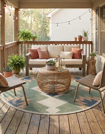 7' x 7' Easy-Clean Baja Indoor / Outdoor Round Rug