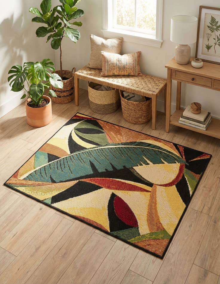 Detail image of  2' x 3'  Washable Botanical Indoor / Outdoor Rug