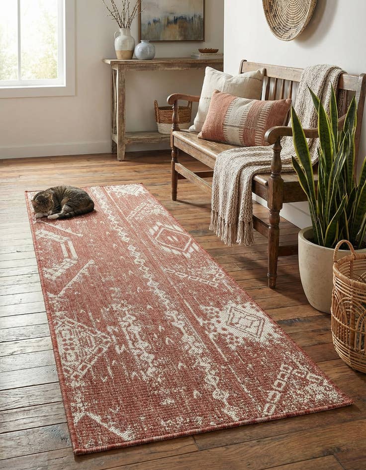 Detail image of 2' x 6' Easy-Clean Bohemian Indoor / Outdoor Runner Rug