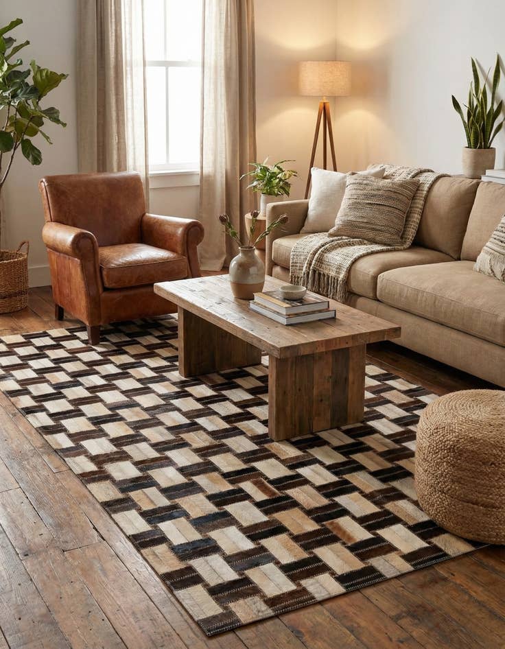 Detail image of 2' 11 x 4' 11 Cowhide - Patchwork Rug