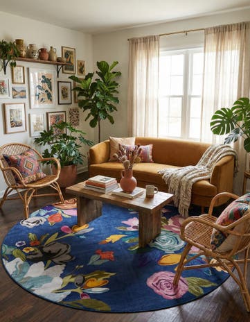 Blue Blossom Round Rug