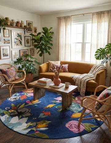 Blue Blossom Round Rug