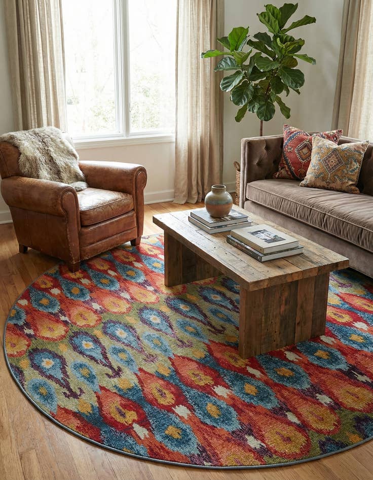 Detail image of 10' x 10' Easy-Clean Modern Indoor / Outdoor Round Rug