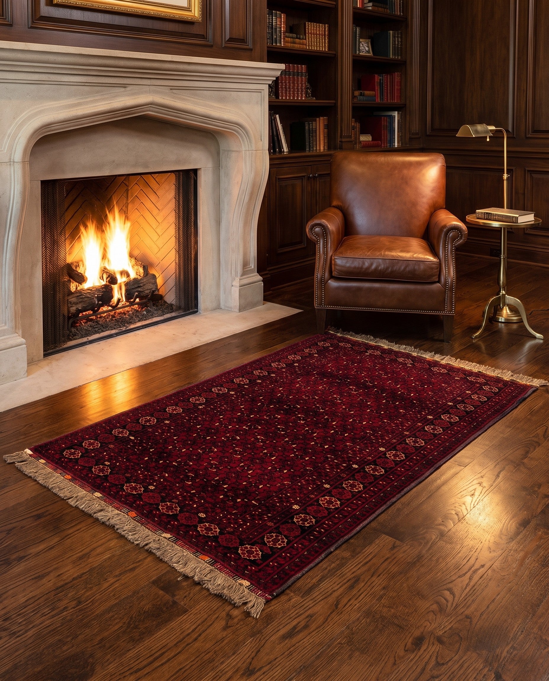 3' 6 x 6' 2 Hand Knotted Afghan Ersari Wool Rug