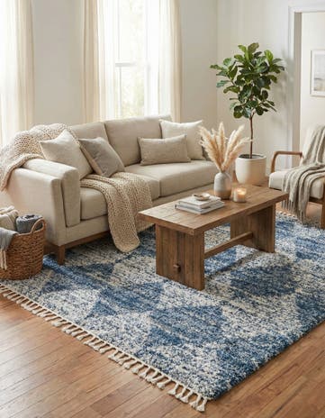 Blue Serenity Shag Square Rug