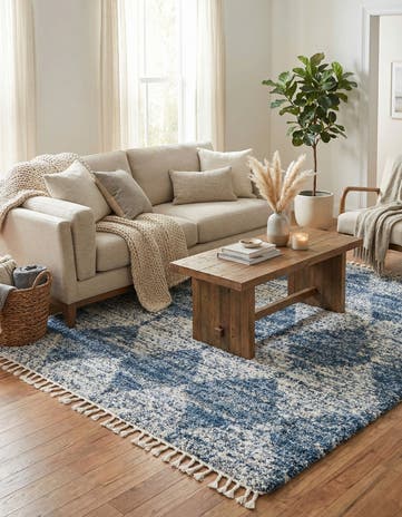 Blue Serenity Shag Square Rug