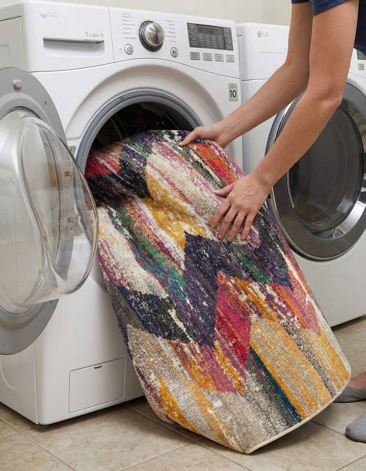 Detail image of  7' 10 x 10'  Washable Vivid Oval Rug