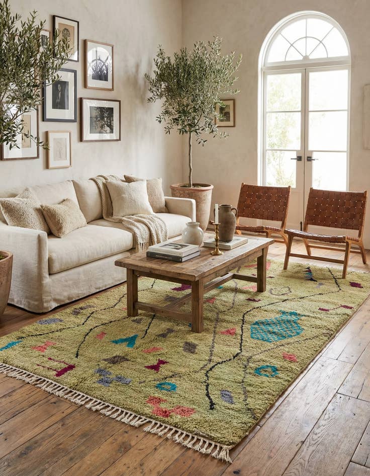 Detail image of 5' 3 x 8'  Hand Knotted Moroccan Wool Rug