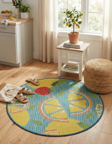 3' 3 x 3' 3 Easy-Clean Baja Indoor / Outdoor Round Rug