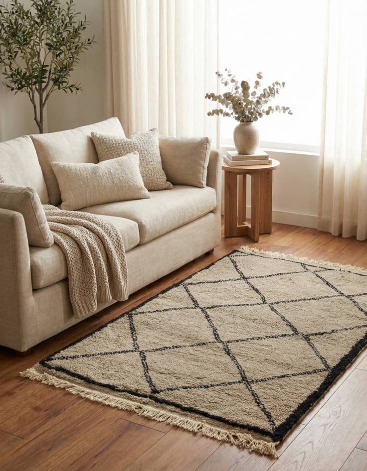 Detail image of 3' 6 x 5' 4  Hand Knotted Moroccan Wool Rug