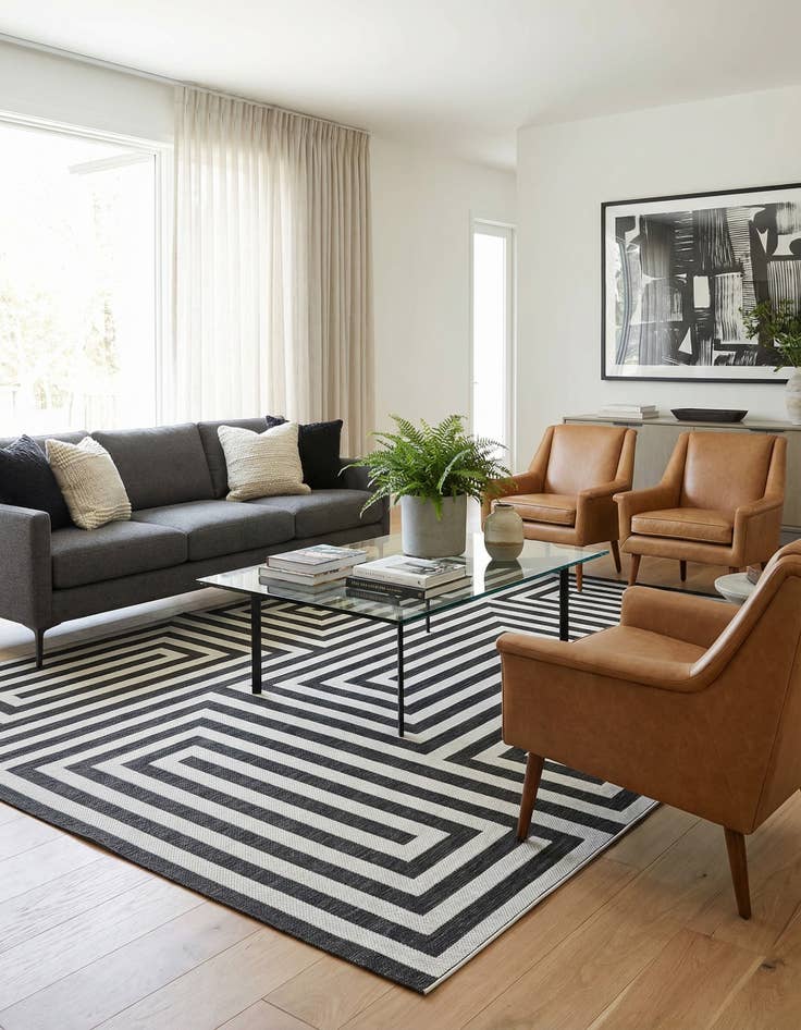 Detail image of 10' x 14'  Washable Modern Indoor / Outdoor Rug