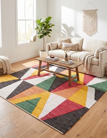 Hand Braided Chindi Cotton Square Rug