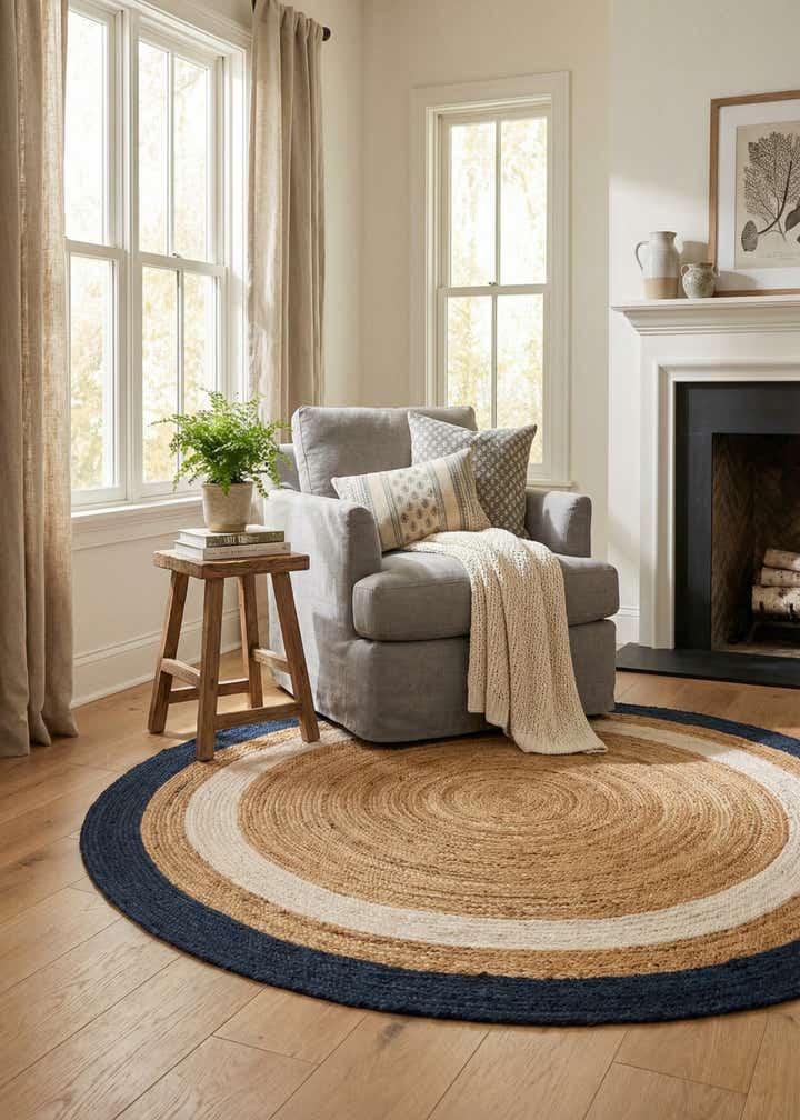 6' 1 x 6' 1 Handmade Braided Jute Round Rug