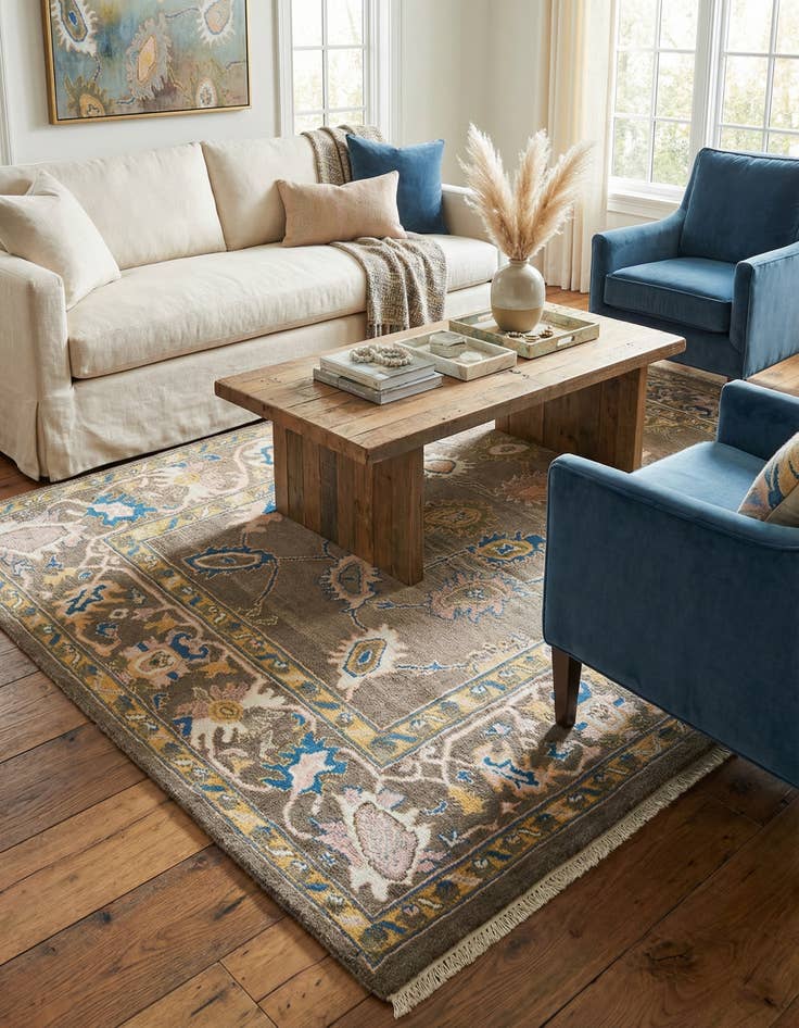 Detail image of 5' 3 x 8' 5  Hand Knotted Oushak Rug