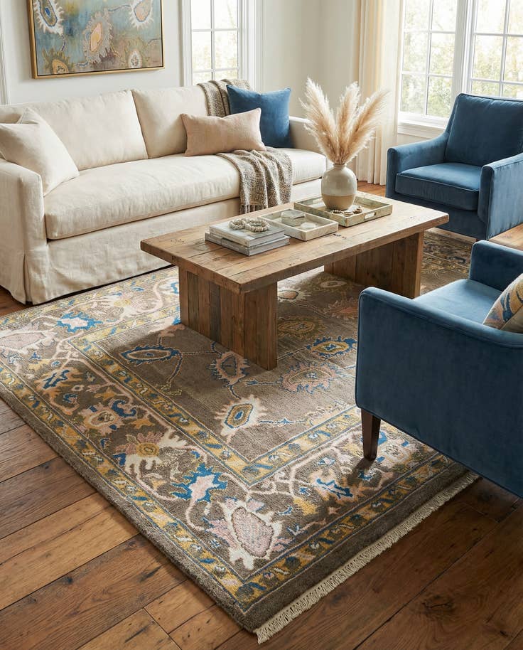 Detail image of 5' 3 x 8' 5 Hand Knotted Oushak Rug