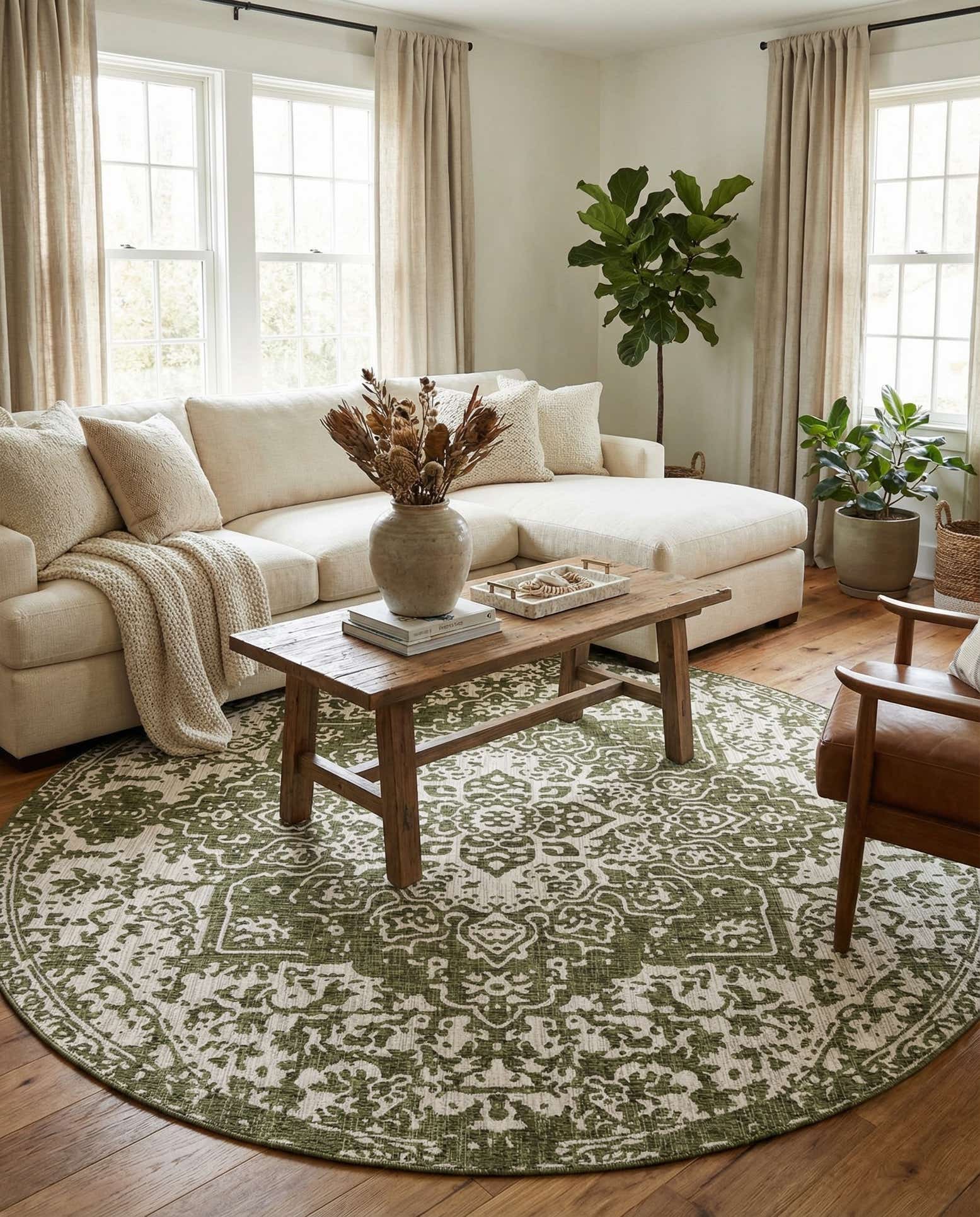 10' 8 x 10' 8 Easy-Clean Jill Zarin Dubai Indoor / Outdoor Round Rug