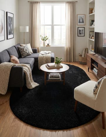 Black Everyday Shag Oval Rug