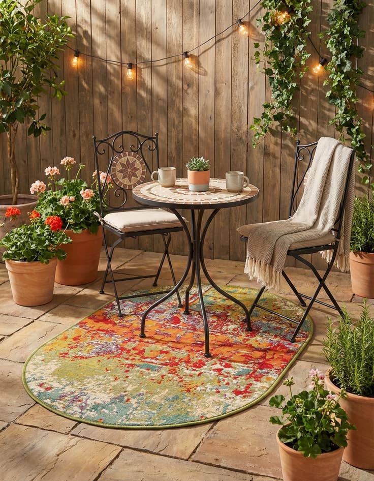 Detail image of 2' 2 x 3' Easy-Clean Modern Indoor / Outdoor Oval Rug