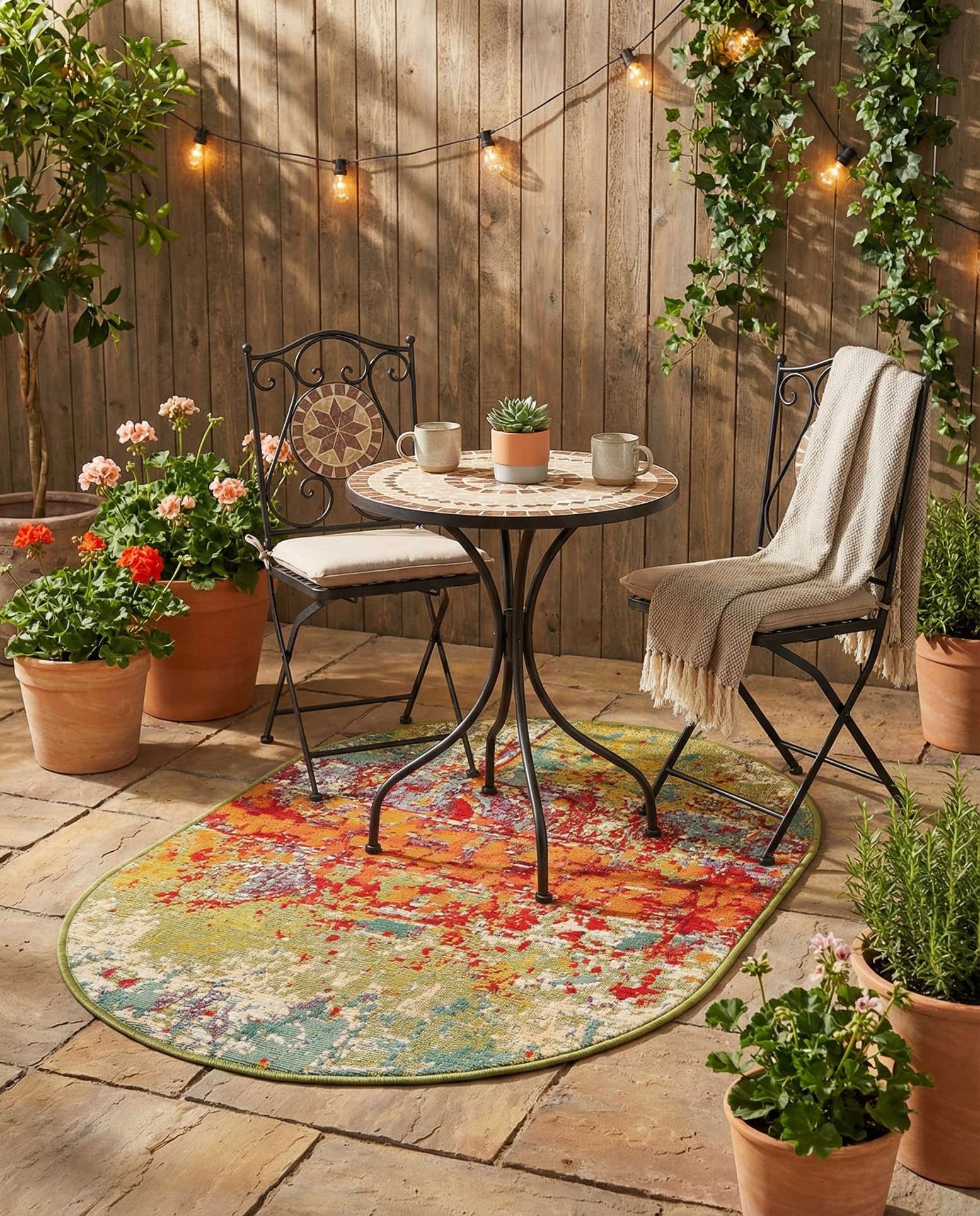 2' 2 x 3' Easy-Clean Modern Indoor / Outdoor Oval Rug