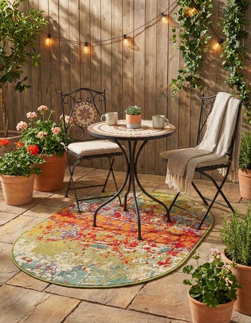 Easy-Clean Modern Indoor / Outdoor Oval Rug